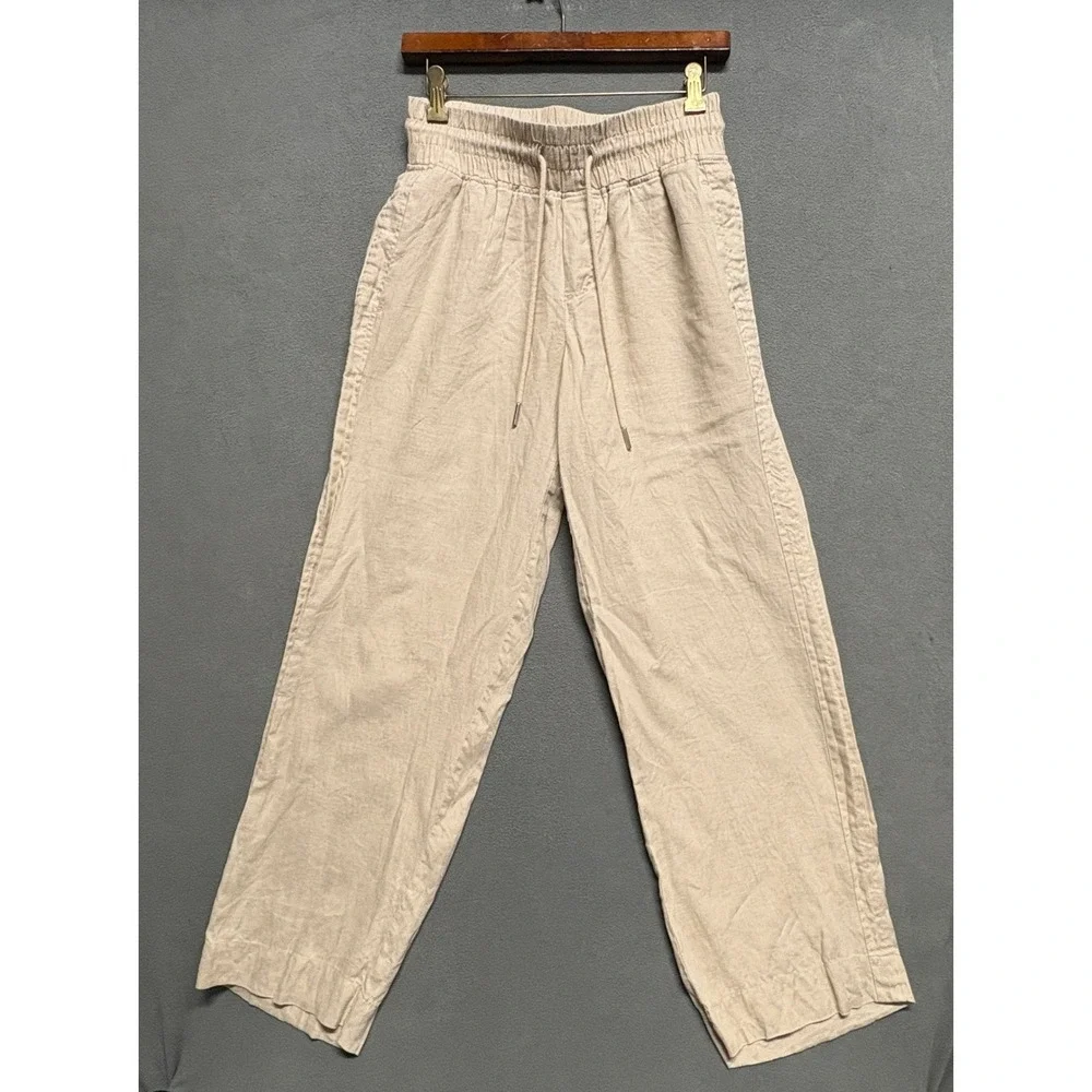 Quince 100% European Linen Wide Leg Pant Women Small Driftwood Excellent Linen